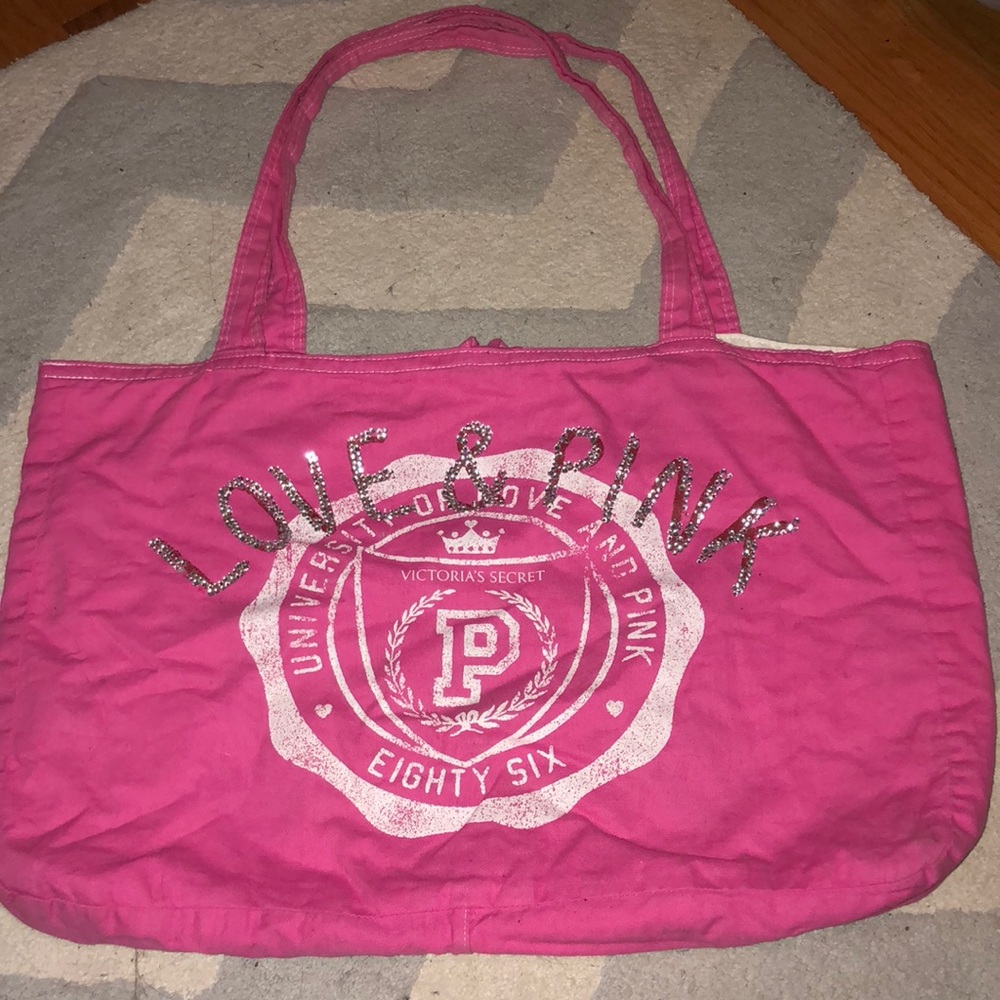 PINK rhinestoned tote